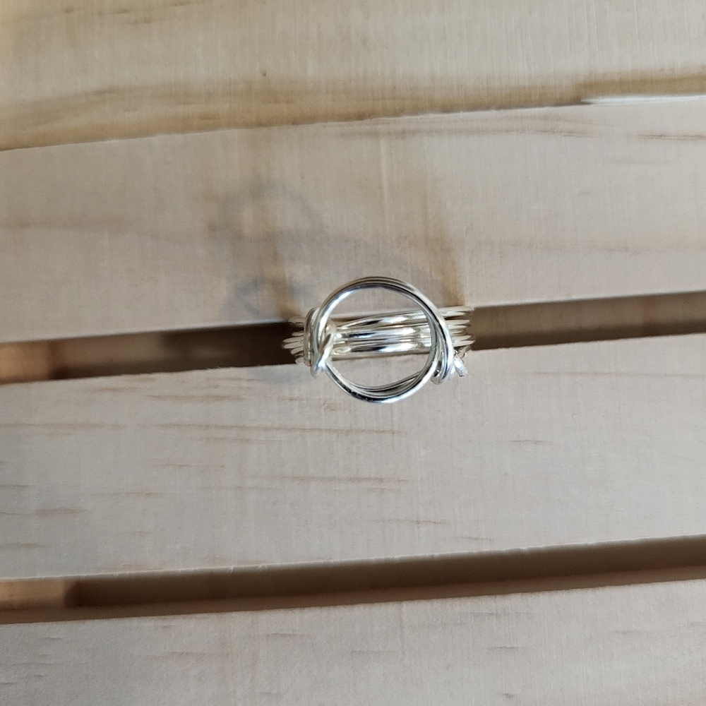 Silver wire wrap, circle of life ring